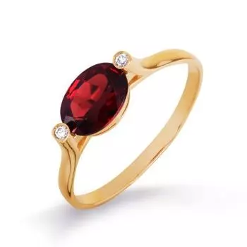 Кольцо с гранатом и бриллиантами Линии Любви