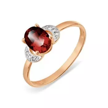 Кольцо с гранатом и бриллиантами Линии Любви