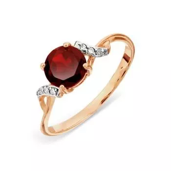 Кольцо с гранатом и бриллиантами Линии Любви