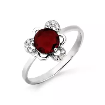 Кольцо с гранатом и фианитами Линии Любви