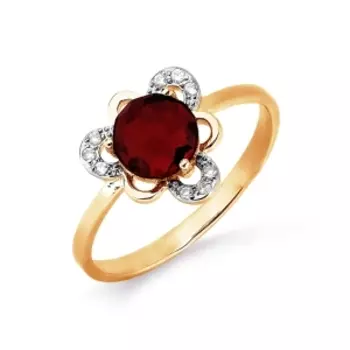 Кольцо с гранатом и фианитами Линии Любви