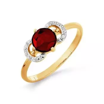 Кольцо с гранатом и фианитами Линии Любви