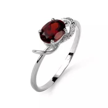 Кольцо с гранатом и фианитами Линии Любви