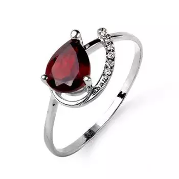 Кольцо с гранатом и фианитами Линии Любви