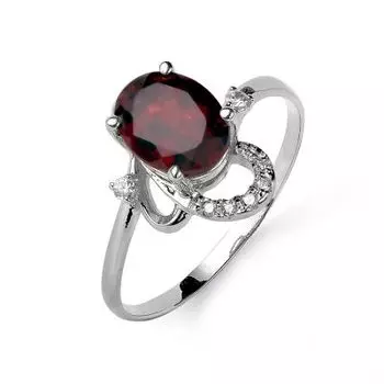 Кольцо с гранатом и фианитами Линии Любви