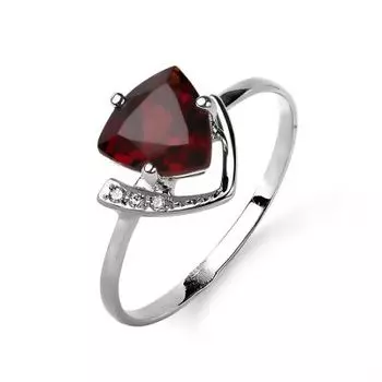 Кольцо с гранатом и фианитами Линии Любви