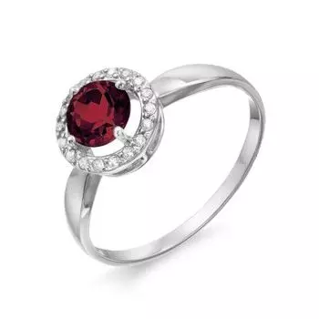 Кольцо с гранатом и фианитами Линии Любви