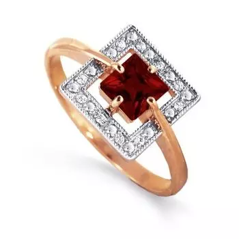 Кольцо с гранатом и фианитами Линии Любви