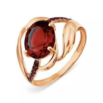 Кольцо с гранатом и фианитами Линии Любви