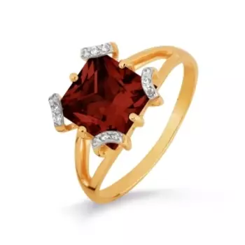 Кольцо с гранатом и фианитами Линии Любви