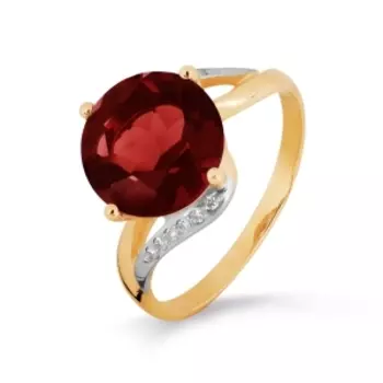 Кольцо с гранатом и фианитами Линии Любви