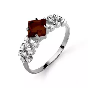Кольцо с гранатом и фианитами Линии Любви