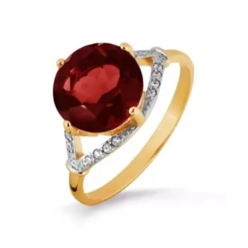 Кольцо с гранатом и фианитами Линии Любви