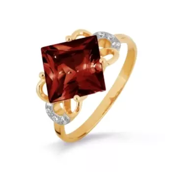 Кольцо с гранатом и фианитами Линии Любви
