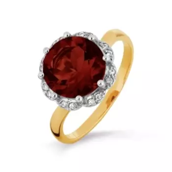 Кольцо с гранатом и фианитами Линии Любви