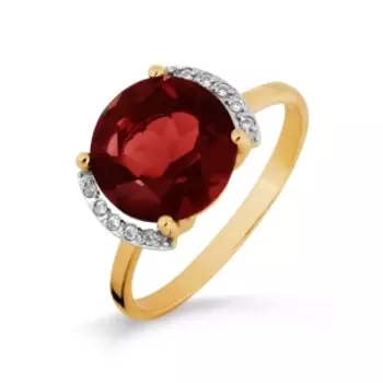 Кольцо с гранатом и фианитами Линии Любви