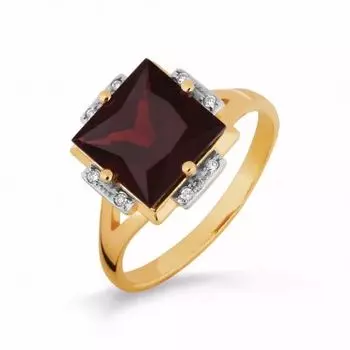 Кольцо с гранатом и фианитами Линии Любви
