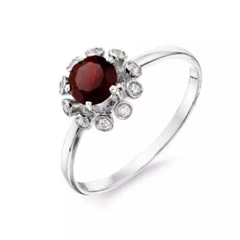 Кольцо с гранатом и фианитами Линии Любви