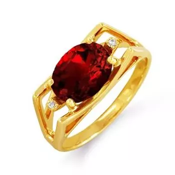 Кольцо с гранатом и фианитами Линии Любви