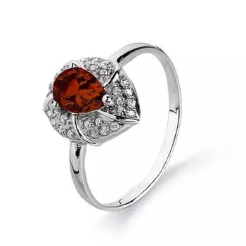 Кольцо с гранатом и фианитами Линии Любви