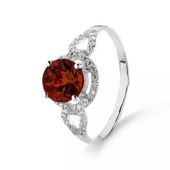 Кольцо с гранатом и фианитами Линии Любви