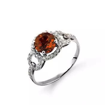 Кольцо с гранатом и фианитами Линии Любви