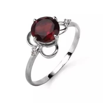 Кольцо с гранатом и фианитами Линии Любви