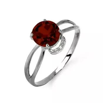 Кольцо с гранатом и фианитами Линии Любви