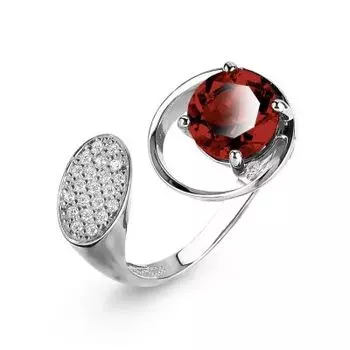 Кольцо с гранатом и фианитами Линии Любви