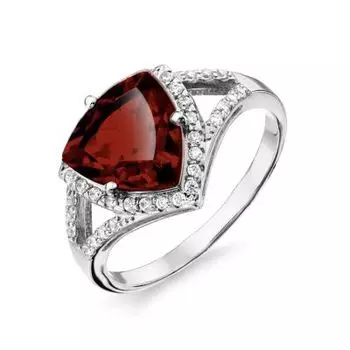 Кольцо с гранатом и фианитами Линии Любви