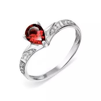 Кольцо с гранатом и фианитами Линии Любви