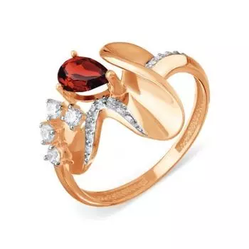 Кольцо с гранатом и фианитами Линии Любви