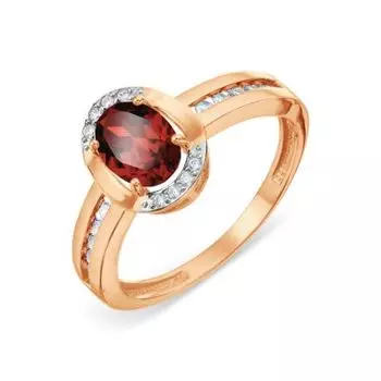 Кольцо с гранатом и фианитами Линии Любви