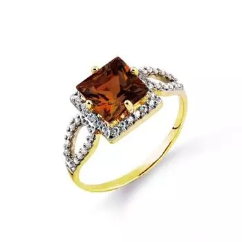 Кольцо с гранатом и фианитами Линии Любви