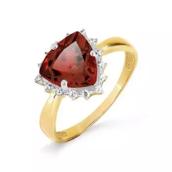 Кольцо с гранатом и фианитами Линии Любви