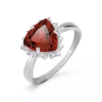 Кольцо с гранатом и фианитами Линии Любви