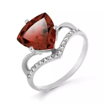 Кольцо с гранатом и фианитами Линии Любви