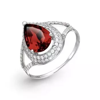 Кольцо с гранатом и фианитами Линии Любви