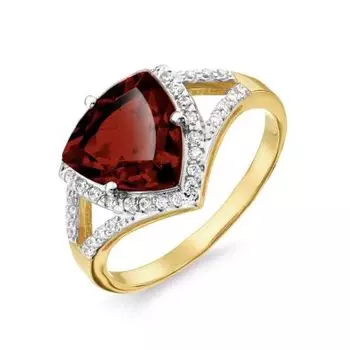 Кольцо с гранатом и фианитами Линии Любви