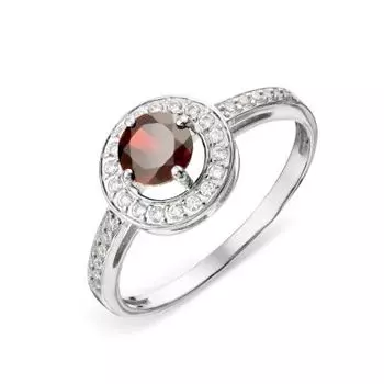 Кольцо с гранатом и фианитами Линии Любви