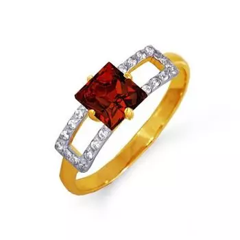 Кольцо с гранатом и фианитами Линии Любви