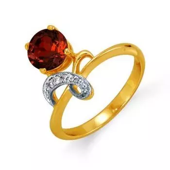 Кольцо с гранатом и фианитами Линии Любви