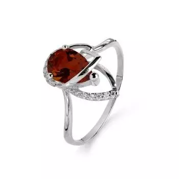 Кольцо с гранатом и фианитами Линии Любви