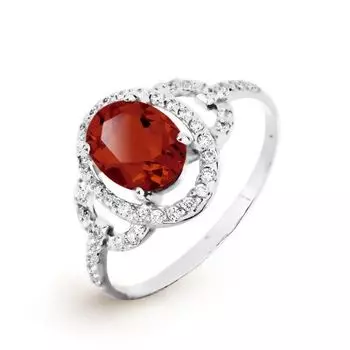 Кольцо с гранатом и фианитами Линии Любви