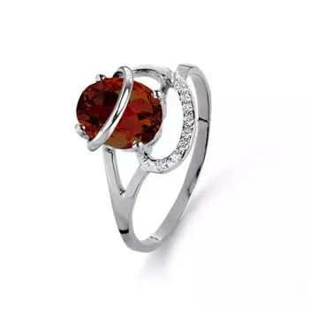 Кольцо с гранатом и фианитами Линии Любви