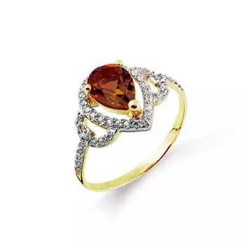 Кольцо с гранатом и фианитами Линии Любви