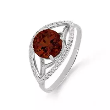 Кольцо с гранатом и фианитами Линии Любви