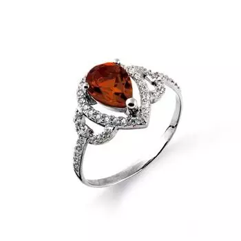 Кольцо с гранатом и фианитами Линии Любви