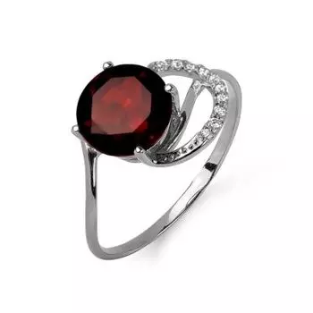 Кольцо с гранатом и фианитами Линии Любви