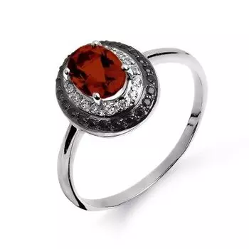 Кольцо с гранатом и фианитами Линии Любви